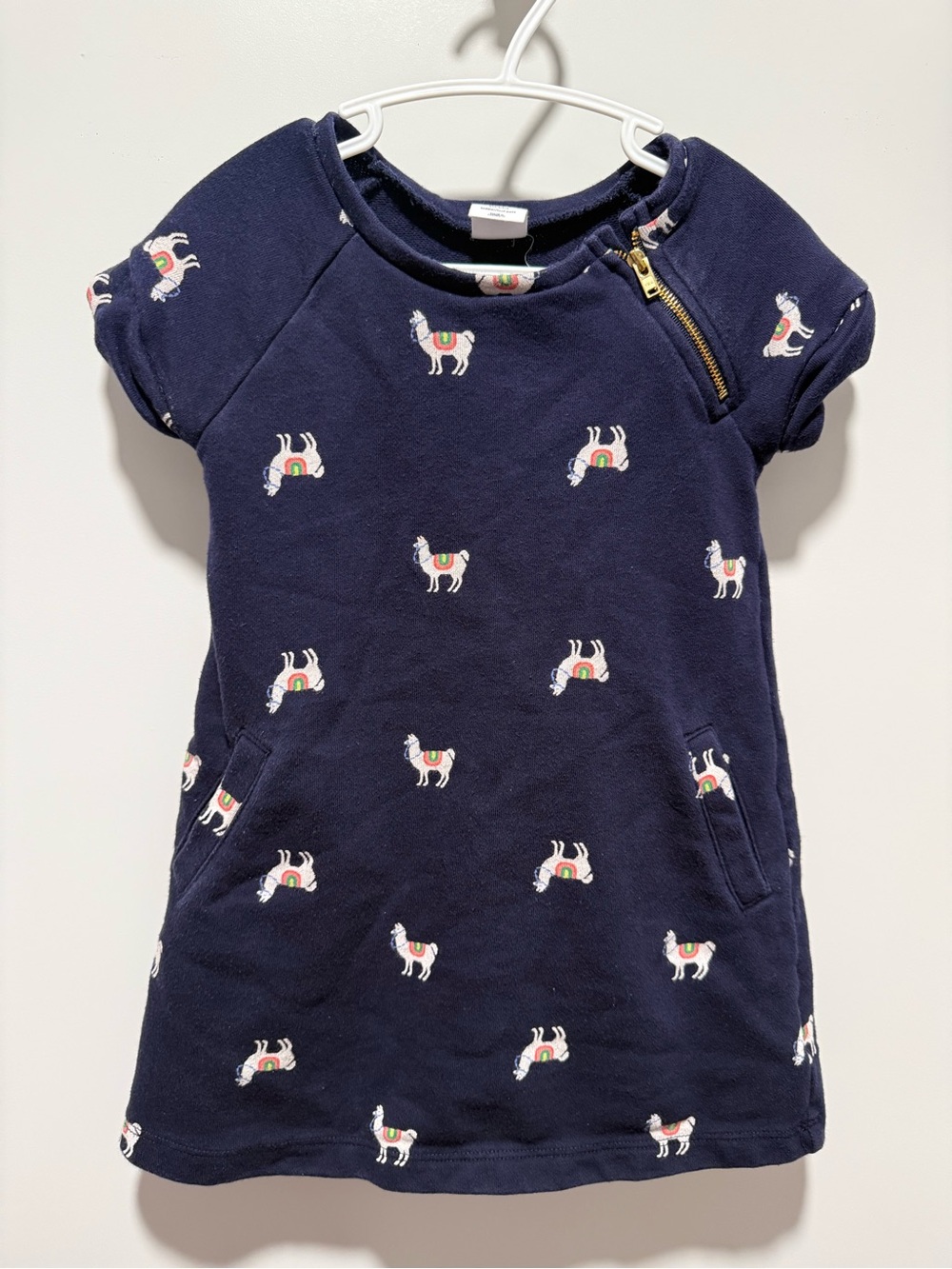 💛4/$20 Baby Gap Navy Llama Print Short Sleeve Dress